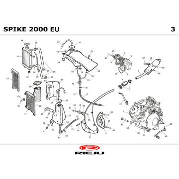 Kühlung- Kraftstofftank- Auspuff Rieju Spike sport grau 2002 2-Takt