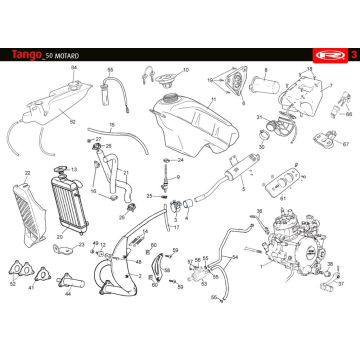 Kühlung- Kraftstofftank- Auspuff Rieju Tango blue 2010 2-Takt
