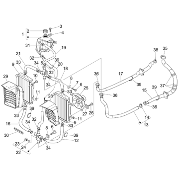 Kühlsystem Vespa GTS 300 dh 2008-2016 (mit und ohne ABS)