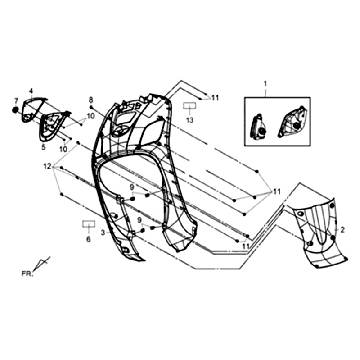 Scheinwerfer-Frontplatte Sym Fiddle III (WH006 BL5560S) weiß/schwarz