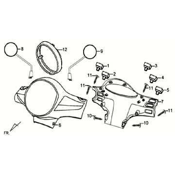 Scheinwerferabdeckung Spiegel Schalter Sym Allo GT (BK007U S882U) schwarz silber
