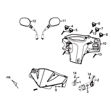 Koplampkap/ spiegels/ schakelaars Sym XPRO 50 4-takt AC Euro 4 Black (BK-5560S)