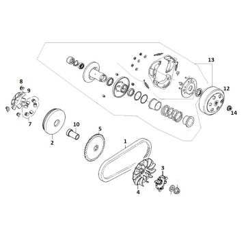 Kupplungsvariator 10 GY6 (EURO 4; nach 2018)-Koppeling- Variateur 10 GY6 (EURO 4 na 2018) a tm d