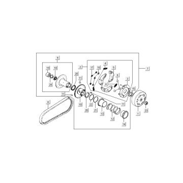 Clutch - V-Saite Kymco Super9 Wechselstrom o.m mattschwarz Rot
