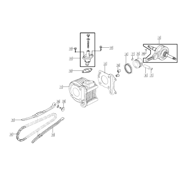 Zylinder Kolben Kurbelwelle Kymco Super8 Street 50i E4 Matt Schwarz