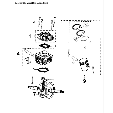 Kurbelwelle und Kolben Peugeot Speedfight 4 LC schwarz