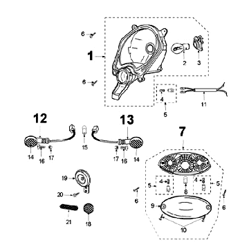 Licht Peugeot Ludix 14 schwarz