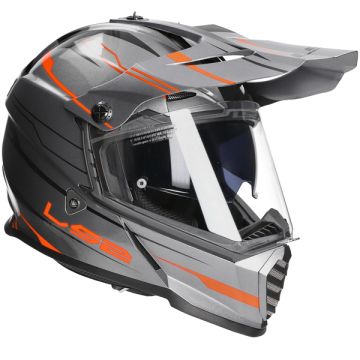 Adventurehelm LS2 Pioneer EVO Knight MX436 glänzend titan/ orange