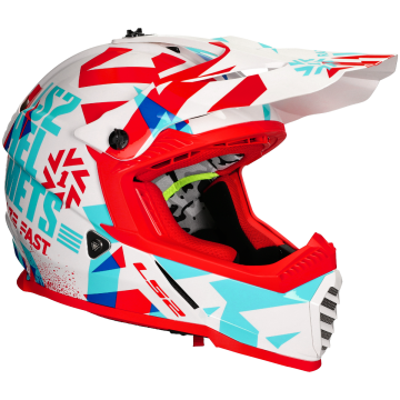 LS2 Helm Fast EVO Mini Funky MX437 glans rood / wit
