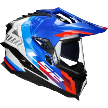 Adventurehelm LS2 Explorer Hexa MX701 weiß / blau / rot