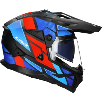 Adventurehelm LS2 Pioneer II Block MX702 schwarz / rot / blau