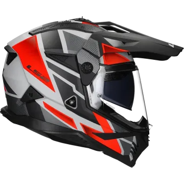 Adventurehelm LS2 Pioneer II Block MX702 grau / rot