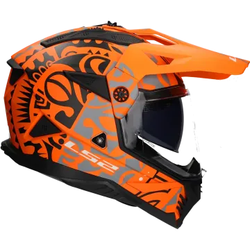 Adventurehelm LS2 Pioneer II Rangi MX702 mattorange
