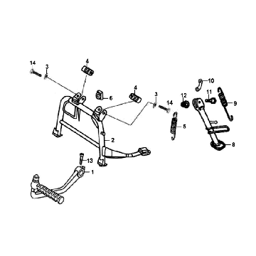 Hauptständer - Seitenständer - Kickstarterhebel Sym Fiddle 50 4T AC Weiß (WH-8018P)
