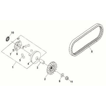 Movable drive face assy Sym Jet 14 125I LC E5 2021-2024