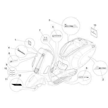 Embleme – Aufkleber – Logo Vespa Sprint 125 3V ie ABS