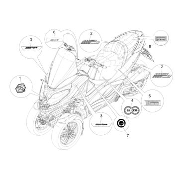 Embleme – Aufkleber – Logo Piaggio MP3 300 HPE / 300 HPE Sport ABS Euro 5 2020-2022
