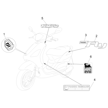 Embleme – Aufkleber – Logo Piaggio Fly 125 ie 4T 3V AC Euro 3