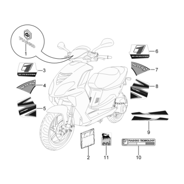 Embleme – Aufkleber – Logo Piaggio NRG Power DD 50 2T LC 2007-2017 Weiß 544