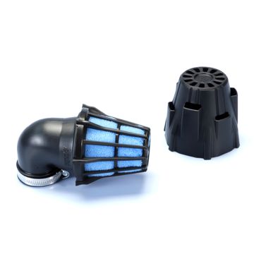 Leistungsfilter/Luftfilter offen Sport 46mm schwarz/blauer Vergaseranschluss/Winkel 90 Grad/gewinkelt Polini 203.0098