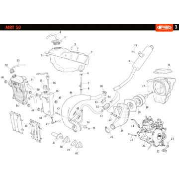 Kühler- Kraftstofftank- Auspuff Rieju MRT enduro rot 2010 2-Takt