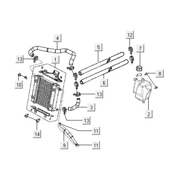 Kühler Kymco Super9 2t lc o.m matt-schwarz-rot