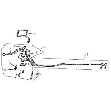 Bremsteile linken Spiegel Turbho RG50 weiß
