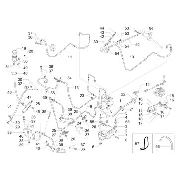 Bremssystem - Bremsflüssigkeitsbehälters - Bremsleitungen - ABS Piaggio MP3 300 ie LT Business - Sport (mit und ohne ABS) 2016-2018