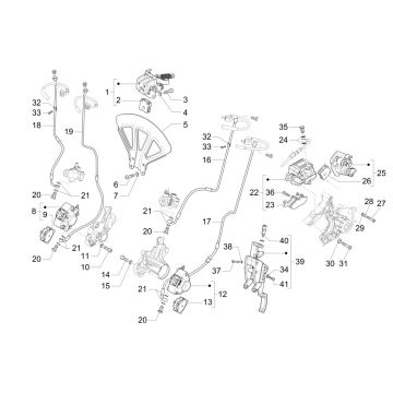 Bremssattel - Bremsbeläge - Bremsleitung (ABS) Piaggio MP3 300 ie LT Business - Sport (mit und ohne ABS) 2016-2018