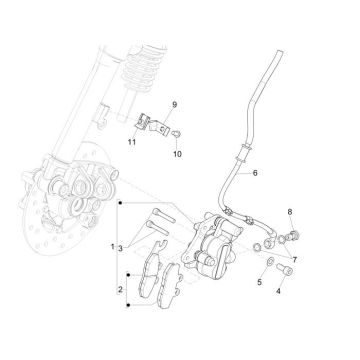 Bremssattel - Bremsbeläge - Bremsleitung Vespa Primavera 50 4T 2V AC 25km/h