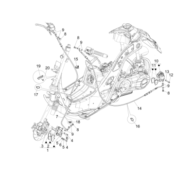Bremssattel - Bremsbeläge - Bremsleitung Vespa GTS 300 ie 2008-2016 (mit und ohne ABS)