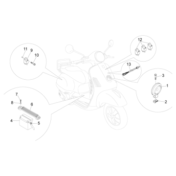 Batterie - Hupe - Startschalter Vespa GTS 250 ie 2005-2016 (ohne ABS)