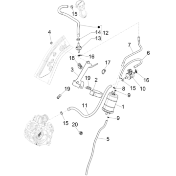 Perkolationsschutzsystem Vespa GTS 300 Super HPE 4V IE ABS Euro 5 2020-2022