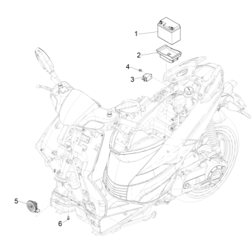 Batterie - Hupe - Starterrelais Piaggio Typhoon 50 2-Takt Euro 4 2018-2020