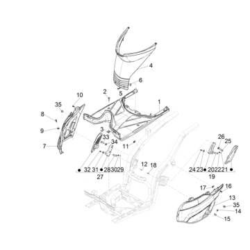 Fußbrett - Piaggio Typhoon 50 2-Takt Euro 4 2018-2020 Fußstütze