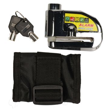 Bremsscheibenschloss mit Alarm chrom, 6 mm Dicke, universal, MKX