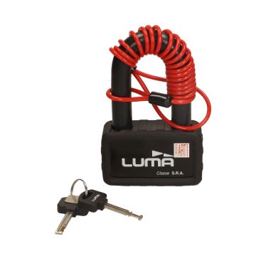 Bremsscheibenschloss ART-4 Sterne mit Erinnerungskabel , Dicke 18 mm, auch Vorhängeschloss Luma (Gummischutzhülle) MBT 4233