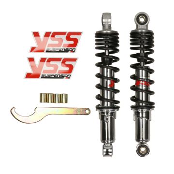 Stoßdämpfersatz YSS hydraulisch 280mm (Mitte-Mitte Bolzenloch) universal Puch Maxi /Tomos A3-A35/Gilera Citta/Camino chrom/schwarz rd220-280p-18