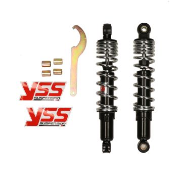 Stoßdämpfersatz YSS Pro-X-Serie 280 mm (Mitte-Mitte-Bolzenloch) universal Puch Maxi /Tomos A3-A35/Gilera Citta/Camino schwarz/chrom
