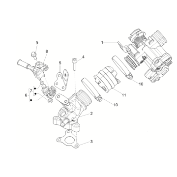 Drosselklappengehäuse- Ansaugkrümmer - Einspritzdüse  Vespa Sprint 50 4T IGET 3V AC Euro 5