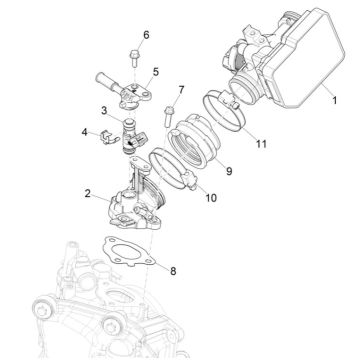 Drosselklappengehäuse - Einspritzdüse - Ansaugkrümmer Piaggio MP3 300 HPE / 300 HPE Sport ABS Euro 5 2020-2022