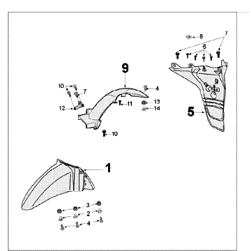 Schutzbleche Peugeot Tweet altgrau