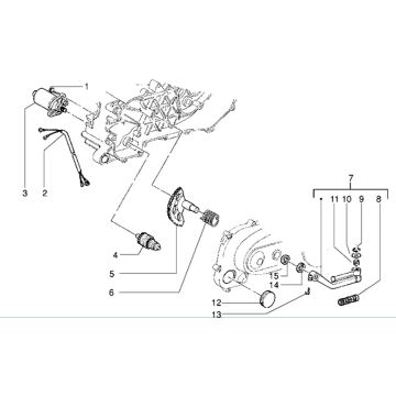 Anlasser - Anlasserritzel - Kickstarterwelle -Kickstarterhebel Piaggio Zip RST 50 2T AC