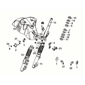 Steering stem - front cushion Sym Fiddle IV 125i AC CBS E5 2020-2021 PRIMAVERA BLUE (BU-2154U)