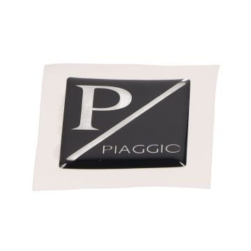 Aufkleber/Emblem dick rechteckig (Piaggio) schwarz/weiß Vespa PX Lusso 2001→/Vespa ET2/ET4/GT125/GTL/GTV/GTS125/LX/LXV/S 50-125