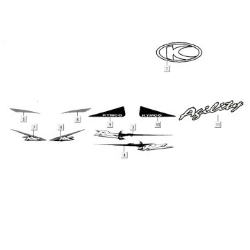 Aufkleber-Transfers Kymco Agility RS 4-Takt schwarz 09