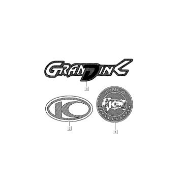 Embleme – Aufkleber – Logo Kymco Grand Dink 50 2T AC Anthrazit