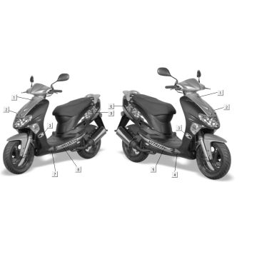 Aufkleber 1 Kymco Vitality 2t ac rot