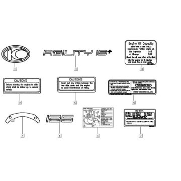 Aufkleber AGILITY 16+ 4T 125 Matt Metallisch Hellblau