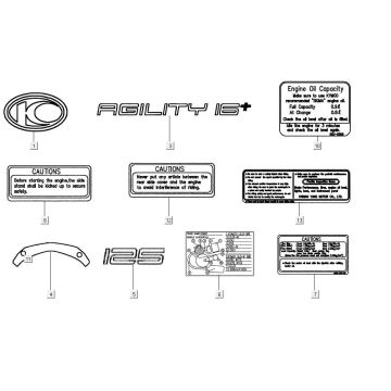 Aufkleber AGILITY 16+ 4T 125 Mattes Metallic-Silber